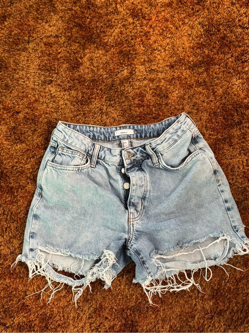 Forever 21 Light Blue Distressed Denim Cutoff Shorts